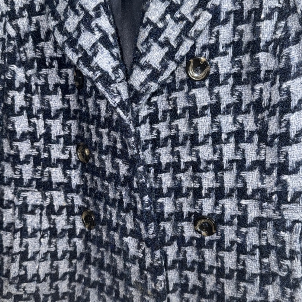 Max Mara Weekend Blue Wool Mohair Alpaca Houndstooth Crop Coat Jacket Size 4 - Picture 5 of 12
